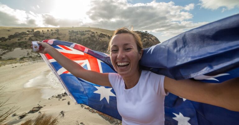 Zastava Australija žena se smeje